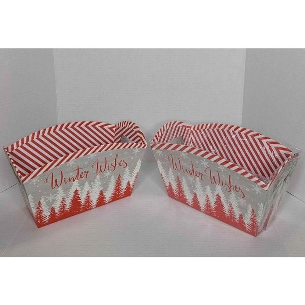 Seasonal Packing 'Holiday Wishes' Set of 2 Candy Cane Striped Containers